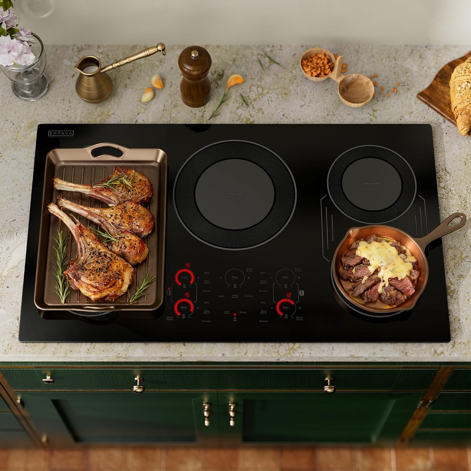 Detalle 2 de Empava EMPV-36EC83H 36-Inch Induction Cooktop, 5 Burners, Bridge-SYNC
