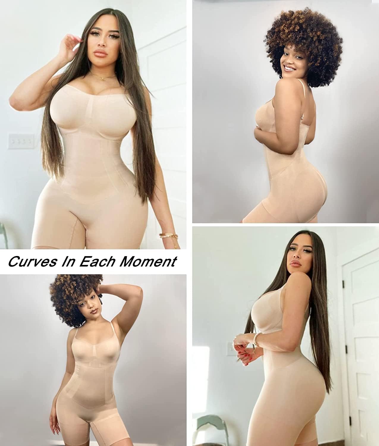 Detalle de SHAPERX Women Body Shaper Tummy Control Seamless Open Bust Mid-Thigh Bodysuit