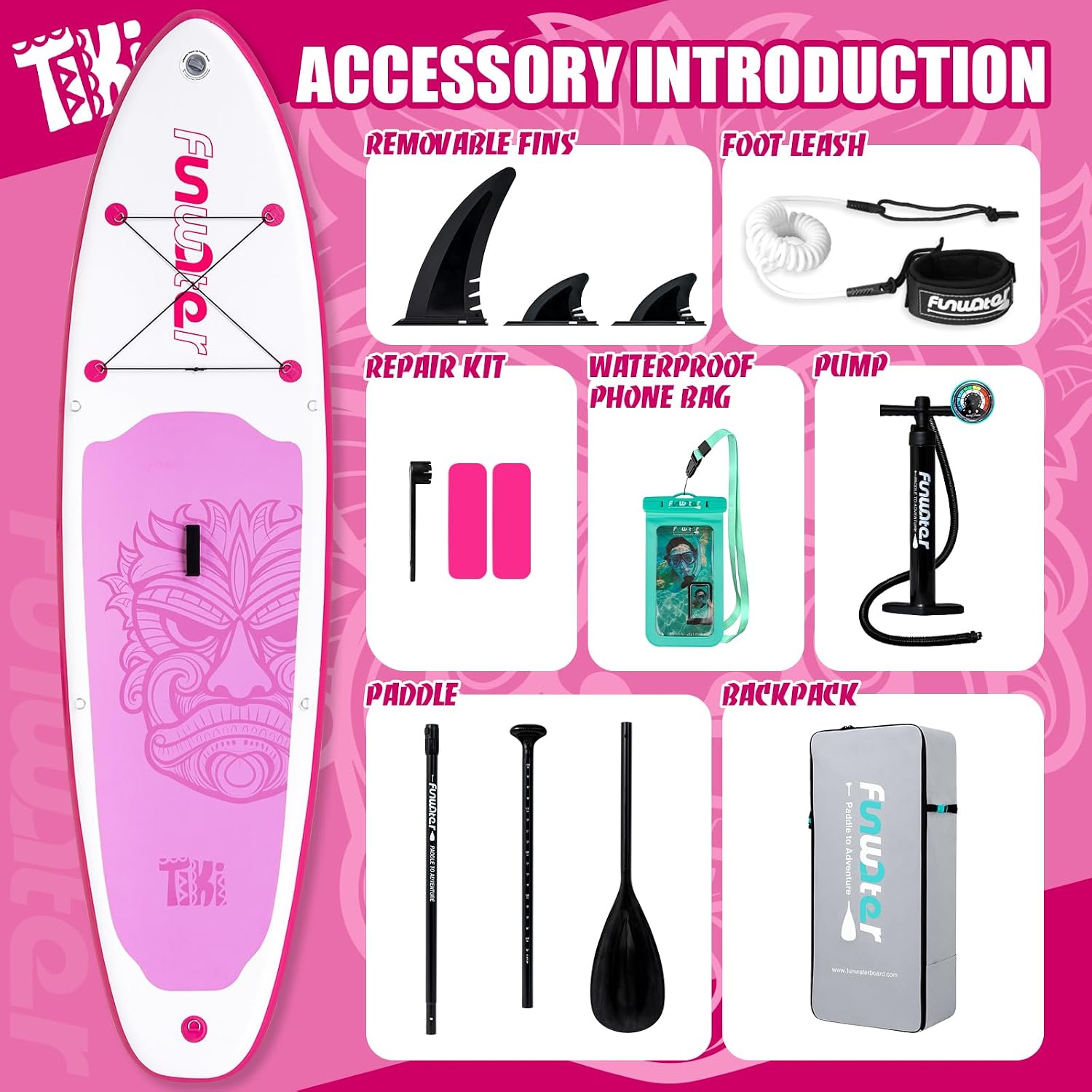 Thumbnail 3 de FunWater Inflatable Ultra-Light Stand Up Paddle Board with Non-Slip Deck & Premium SUP Accessories