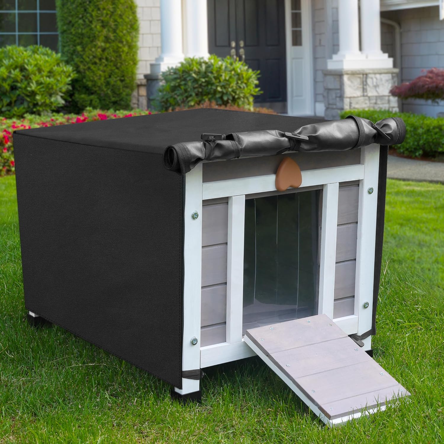 Thumbnail 6 de Outdoor Cat House with Cover: Weatherproof Grey Shelter for Outdoor Cats