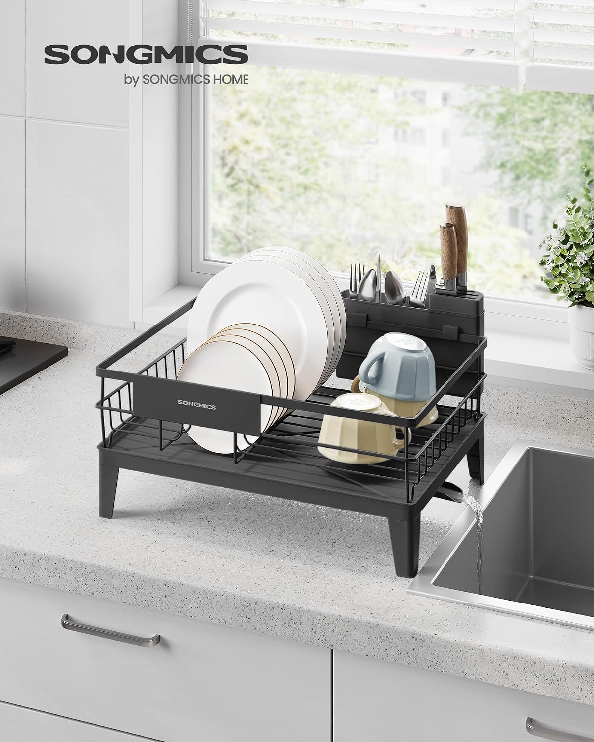 Detalle de SONGMICS PATALLA KCS550B01 afdruiprek met 360° draaibare afvoer, zwart