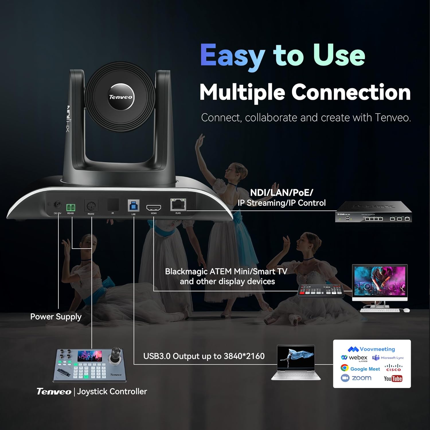 Thumbnail 6 de Tenveo 4K NDI PTZ Camera with AI Humanoid & Face Auto-Tracking (20X Optical Zoom)
