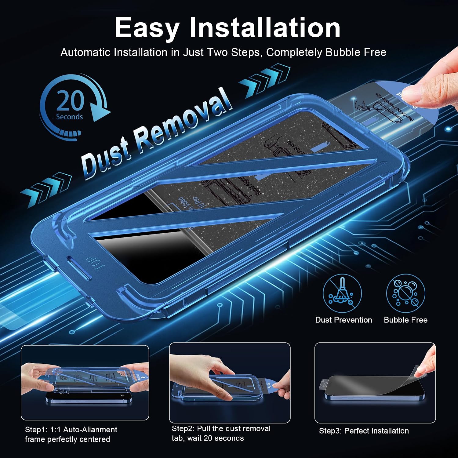 Detalle de QHOHQ iPhone 18 Pro 6.3-Inch Privacy Screen Protector, 9H+ Tempered Glass