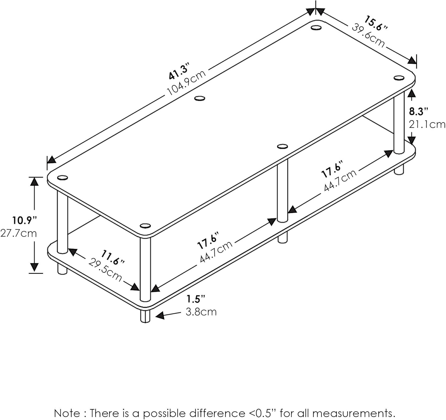 Thumbnail 2 de Furinno JUST TV Stand (No Tools) for TVs up to 46 inch in Light Cherry