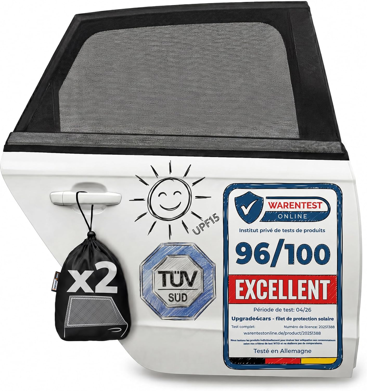 Detalle de Upgrade4cars — 2 pare-soleil bébé pour Vitres Latérales, certifiés TÜV UPF 15