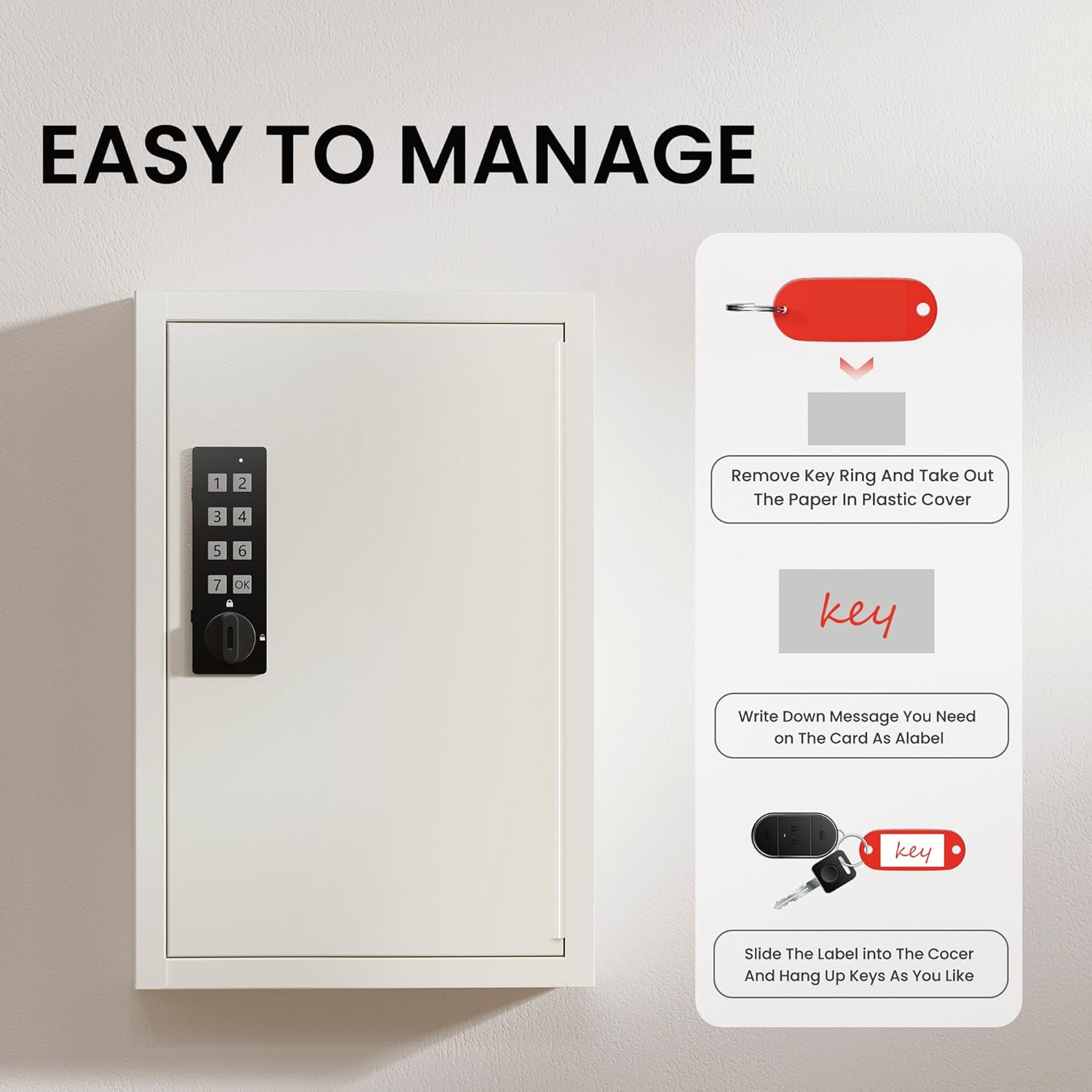 Thumbnail 4 de Grimtron 40 Keys Electronic Wall-Mounted Key Lock Box with Code (Private, Public & Password Hiding Mode)