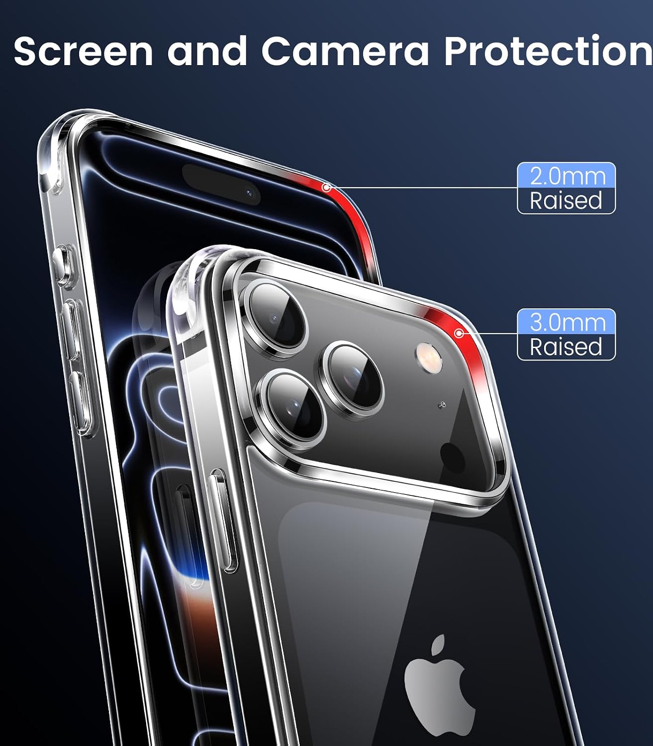 Detalle 2 de Mkeke K28-18P Clear iPhone 18 Pro Case with Raised Edge Protection