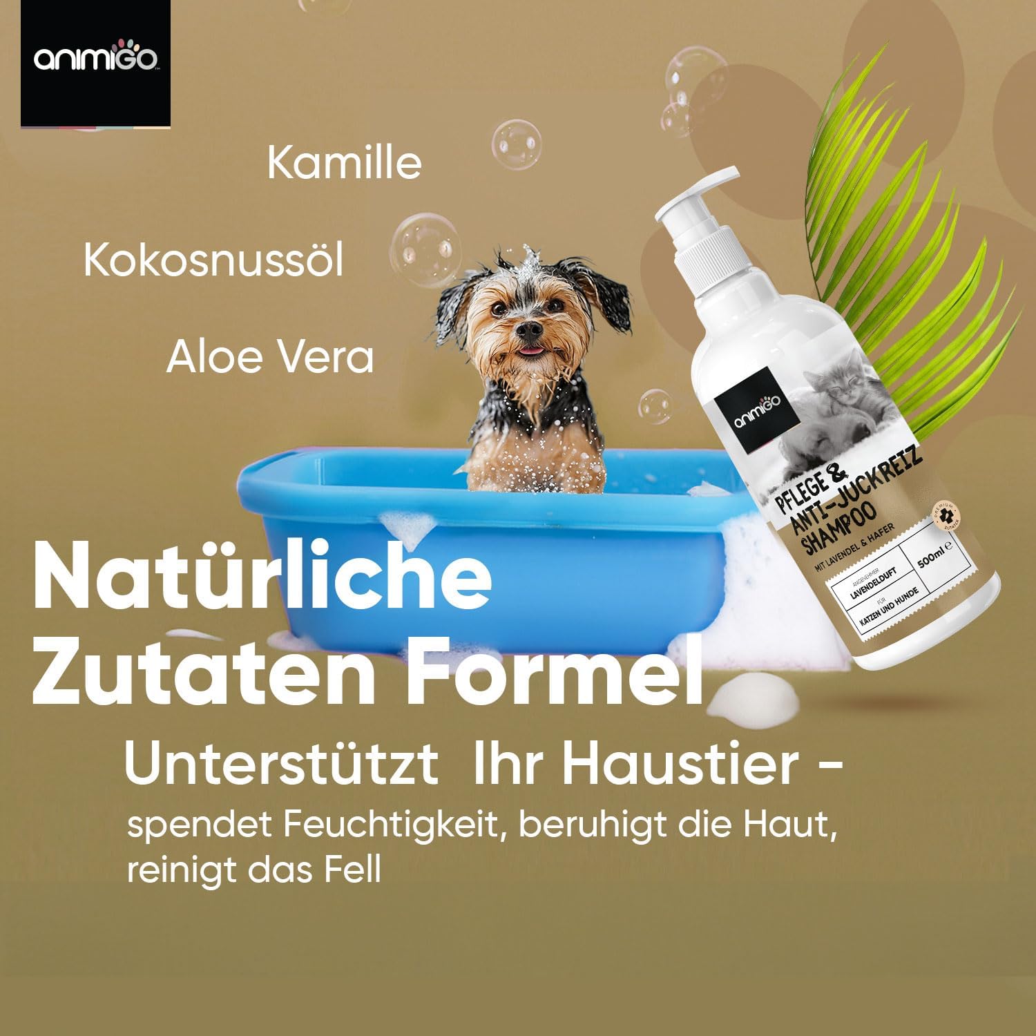 Detalle de animigo Hundeshampoo – Pflege & Anti-Juckreiz, 500 ml