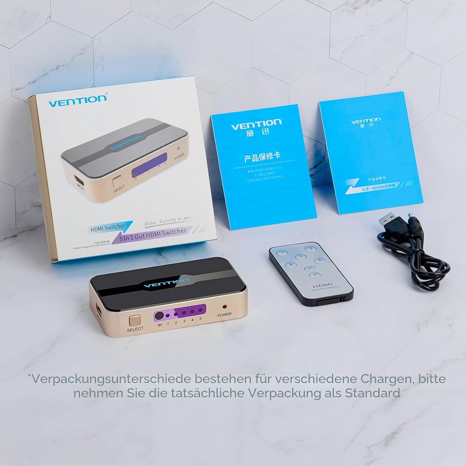 Thumbnail 6 de HDMI Switch 4K 5 in 1 Out – 4K@30Hz, 3D, IR-Fernbedienung, Kompatibel mit PS5/PS4/Xbox/DVD/Blu-ray