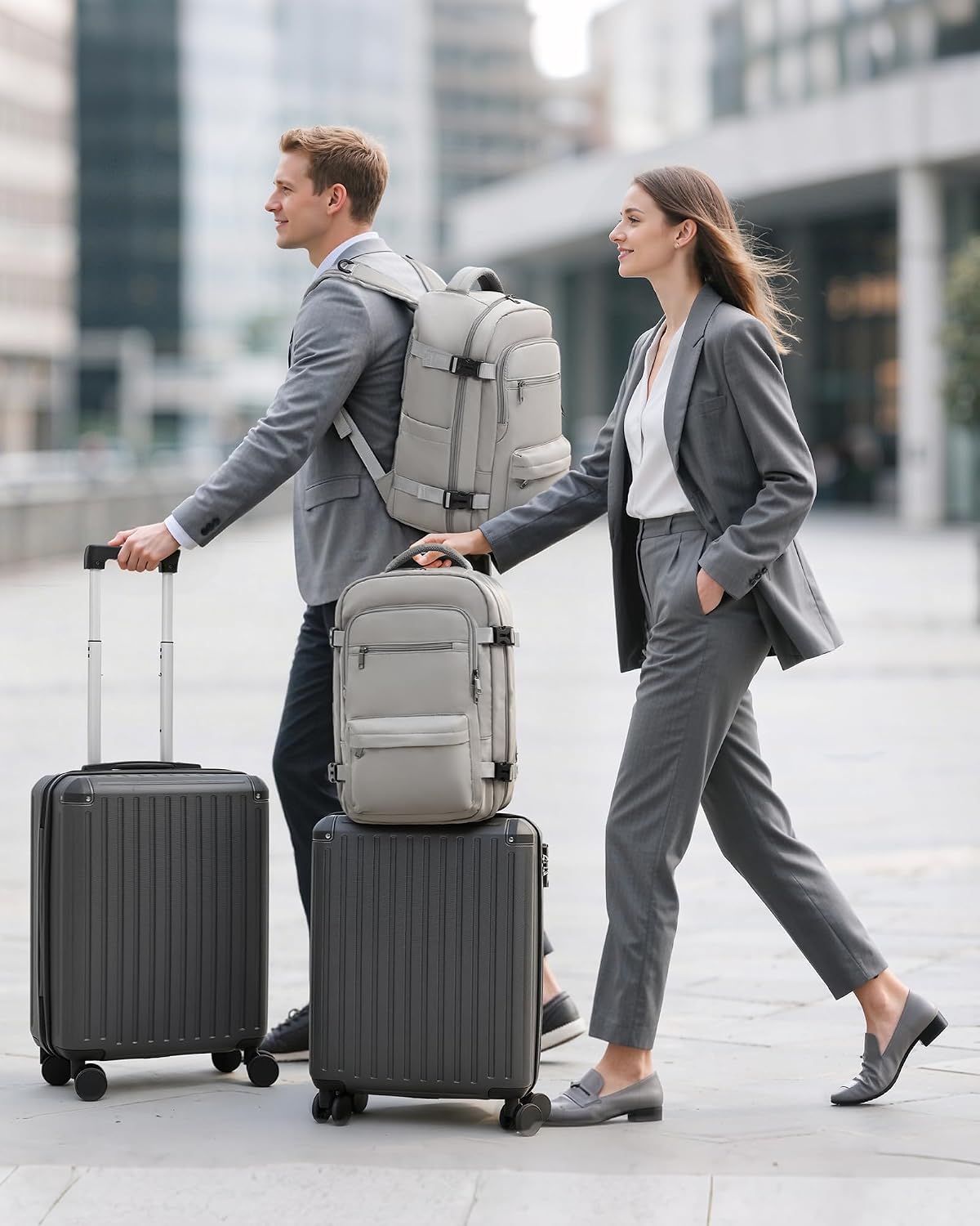 Detalle de COOLIFE Valise cabine 55x40x20 cm – rigide PC+ABS, TSA, 4 roulettes – Blanc