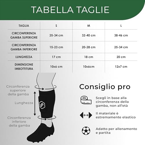 Detalle de JDP Premium parastinchi 3 in 1: protezione integrata con calze, taglia M, nero