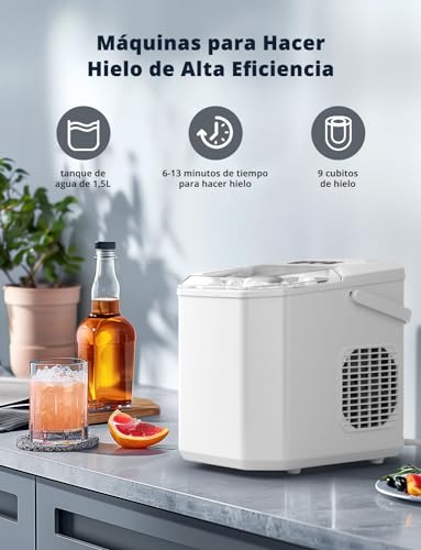Detalle de Acmeenjoy Máquinas para Hacer Hielo: Portátil, Autolimpiante y con Cuchara Invertida