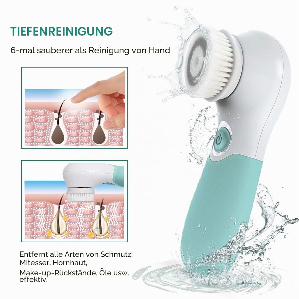 Thumbnail 2 de TOUCHBeauty 3 in 1 Elektrische Gesichtsreinigungsbürste – 360° Drehung, 3 Bürstenköpfe, IPX5