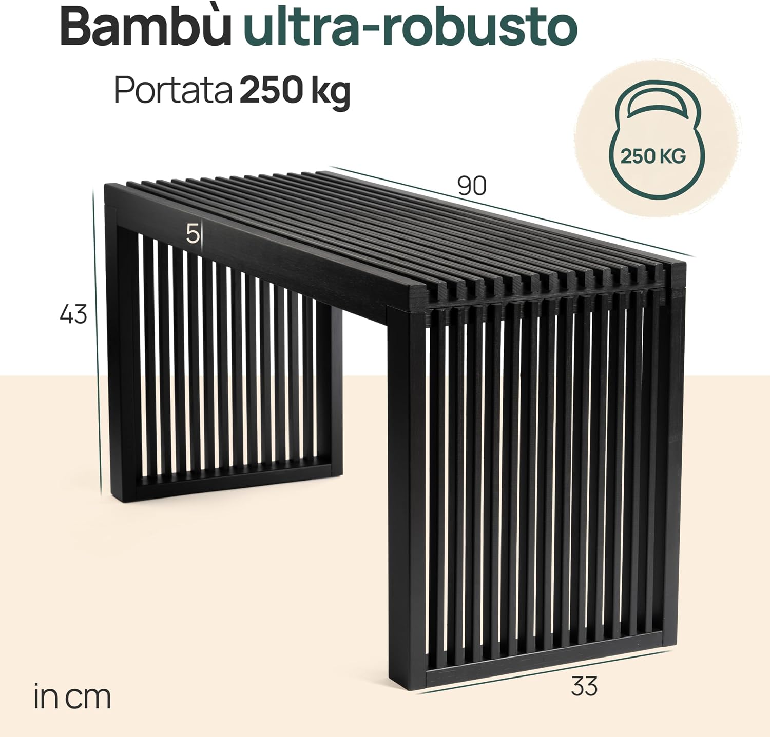 Detalle 2 de BAM BOO BOX Panca in bambù nero 90 x 33 x 43 cm