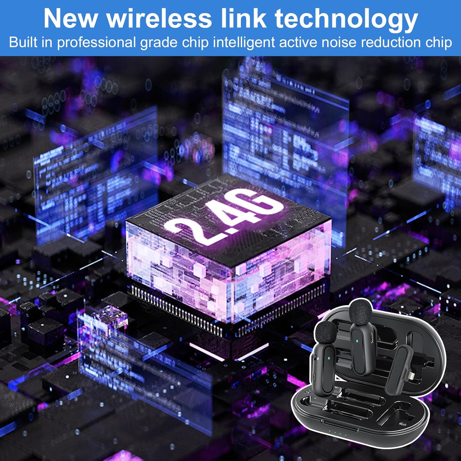 Detalle de 2er-Set kabellose Lavalier-Mikrofone für Android – Plug & Play, mit Adapter, 65 ft Reichweite, Rauschunterdrückung