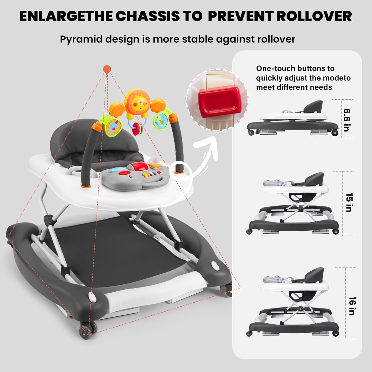 Thumbnail 6 de Baby Walker 5-in-1: Adjustable, Foldable Activity Walker for 6–18 Months