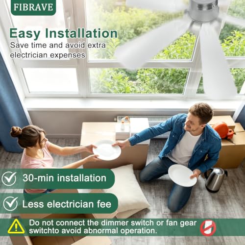 Thumbnail 6 de FIBRAVE Ceiling Fan with Lights and Remote — 2026 LED 40W, 3 Speeds, 3-Color Light, White