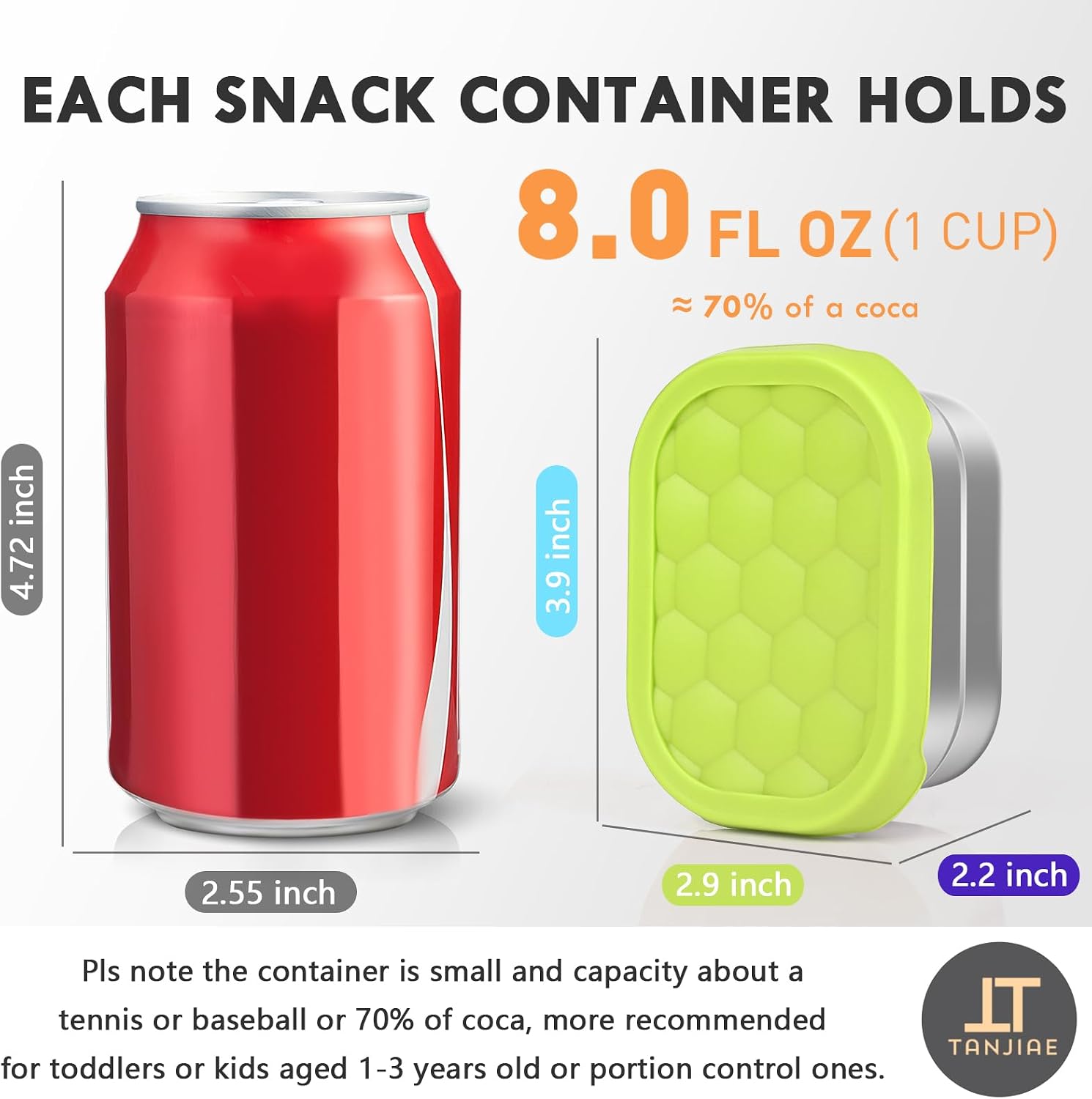 Detalle 2 de Tanjiae 4Pack 8oz Stainless Snack Containers