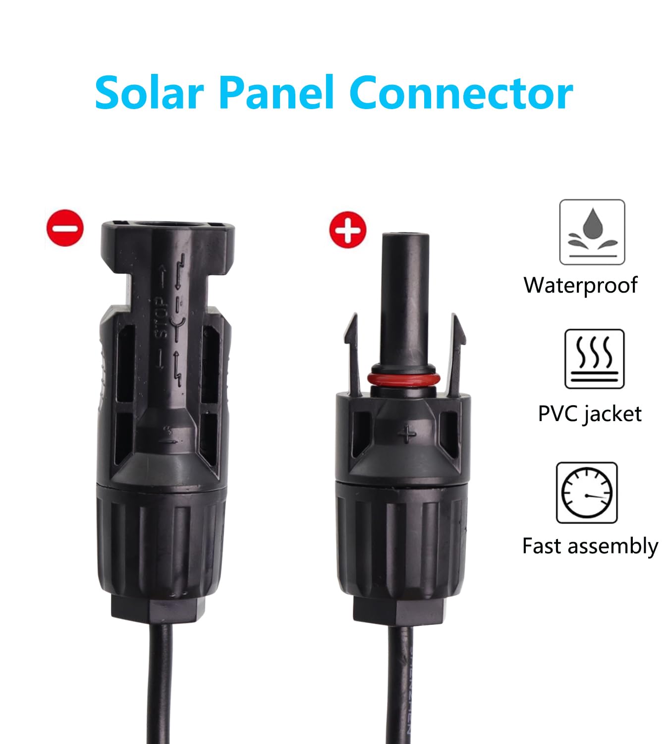 Detalle 2 de LANMINGLEL Solar Panel to SAE Adapter Cable 14AWG: SAE Connector to Male & Female Solar Connectors Extension Wire for Solar Panels and RV Battery Chargers