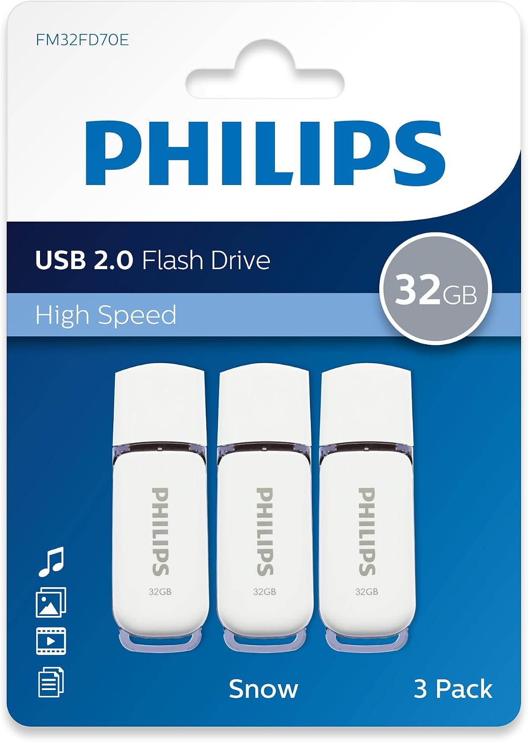 Detalle 2 de Philips Snow Edition Memoria USB 32 GB, pack 3