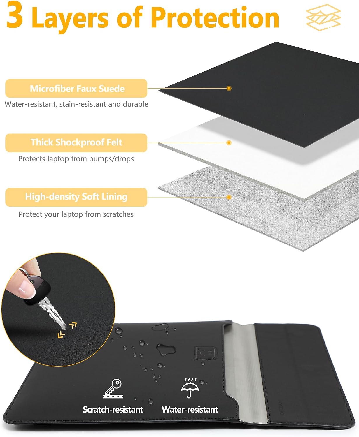 Thumbnail 2 de HYZUO 13.3-14 Inch Laptop Sleeve Case with Stand - Versatile, Slim Protection for MacBook Pro 14 and More
