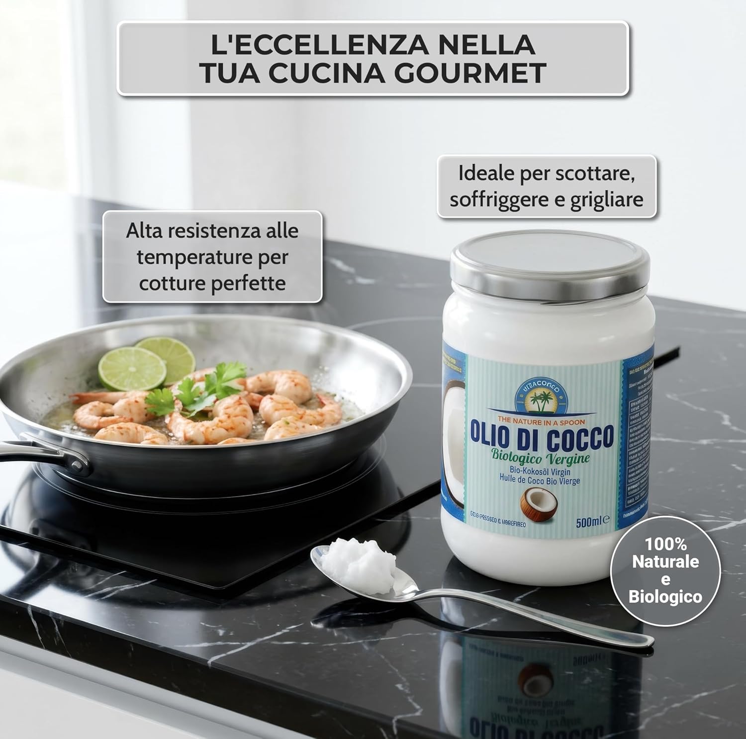 Thumbnail 3 de Exponatura Olio di Cocco Biologico 500 ml: crudo e spremuto a freddo, 100% naturale