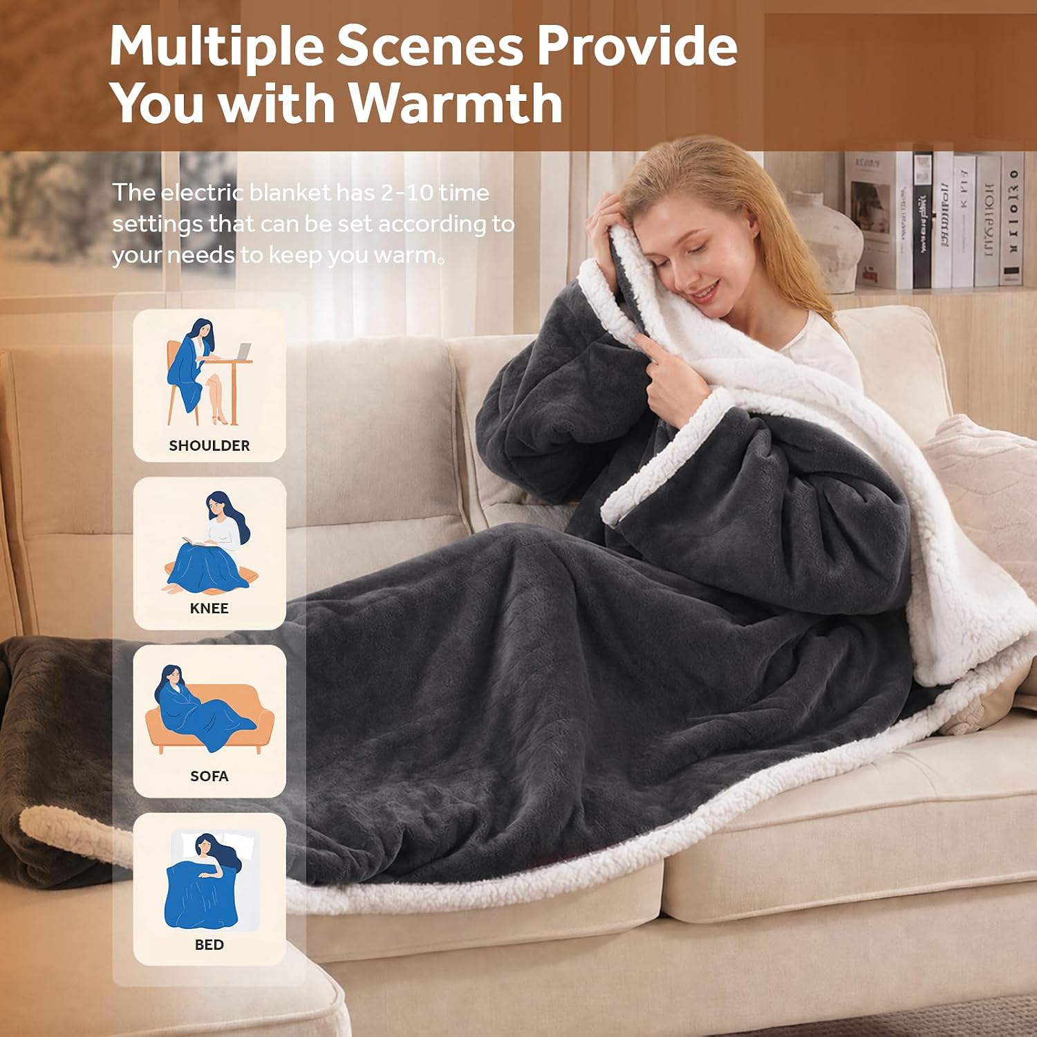 Thumbnail 3 de Westinghouse Wearable Heated Blanket, 50 x 70-Inch Sherpa Throw with Sleeves