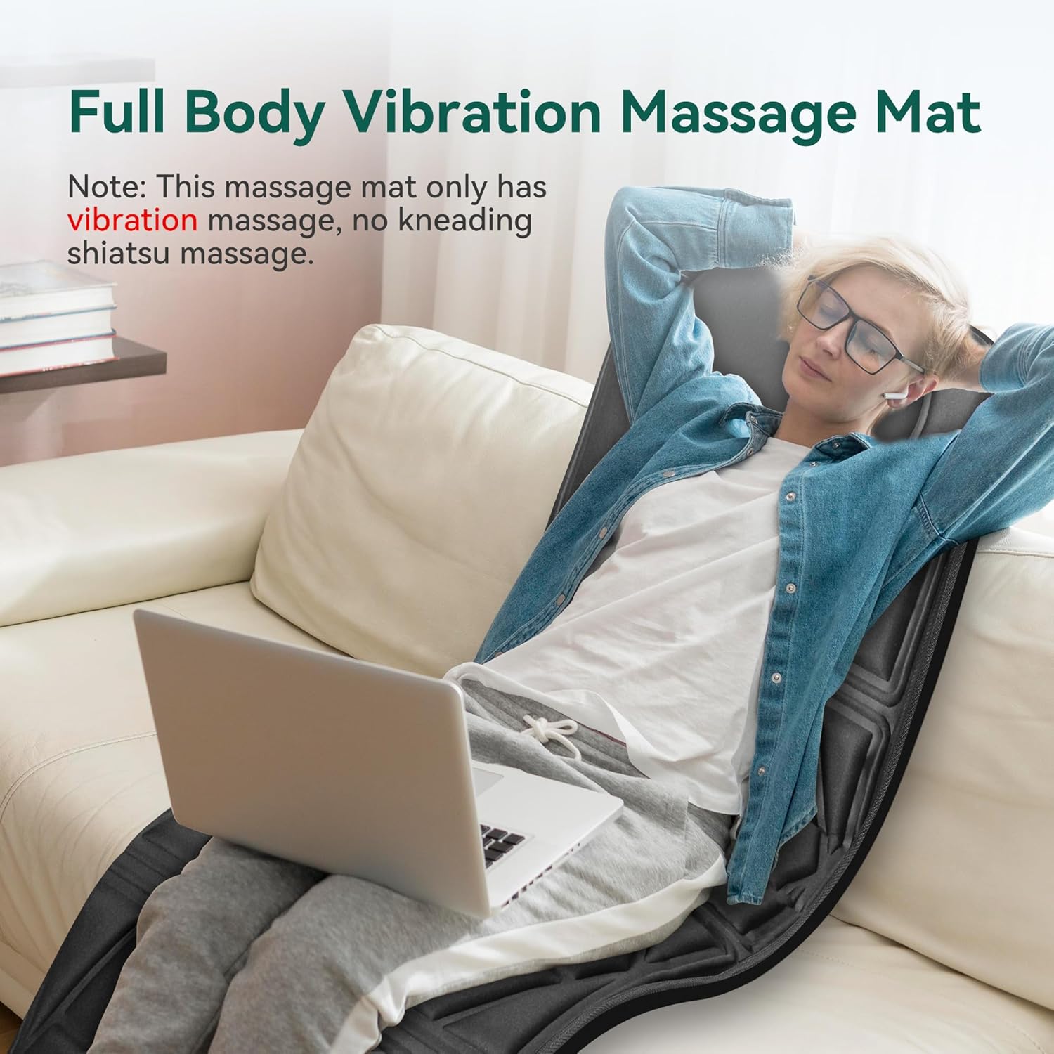 Thumbnail 2 de Snailax Full Body Massage Mat with Heat (10 Motor Vibration) for Neck, Back, Shoulders & Calves