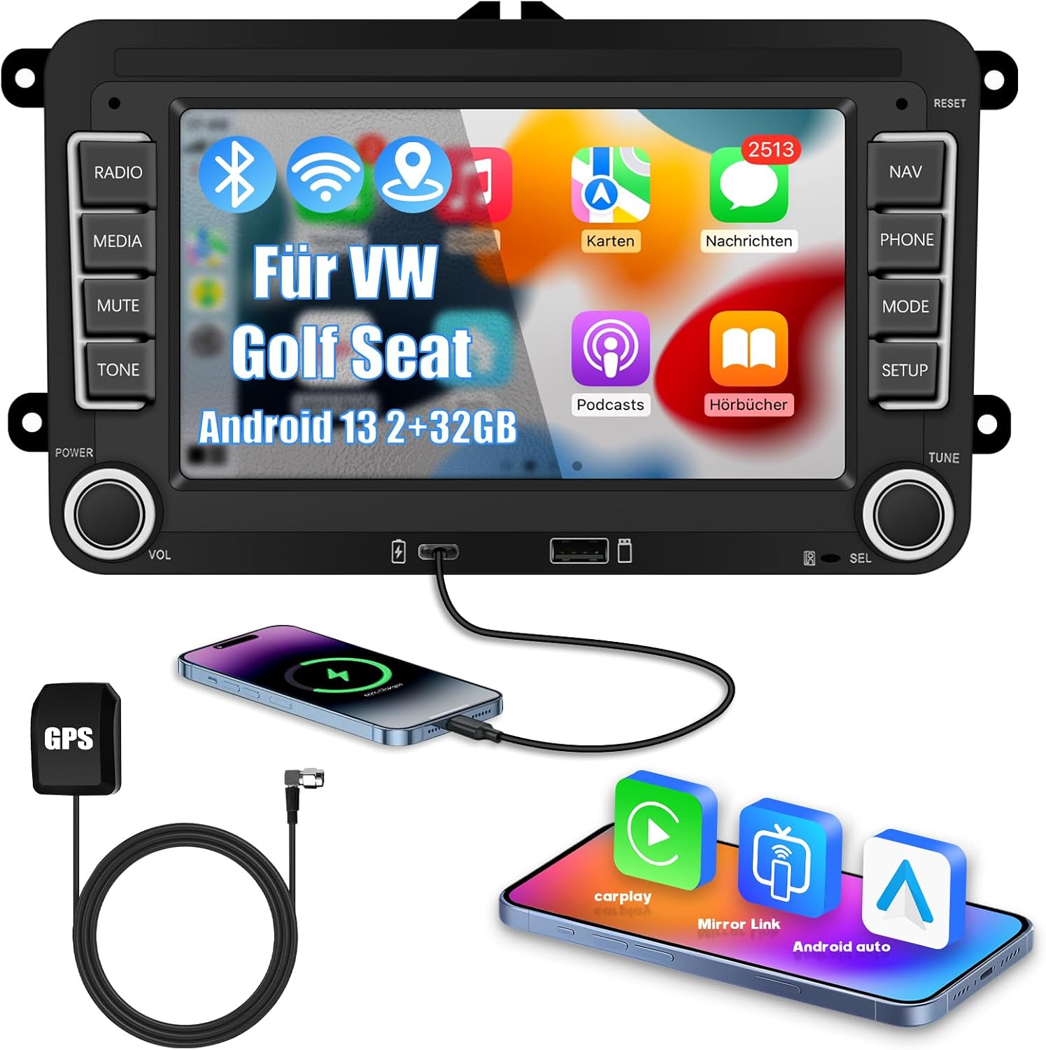 Ledio Autoradio mit Bildschirm VW Golf 5/6