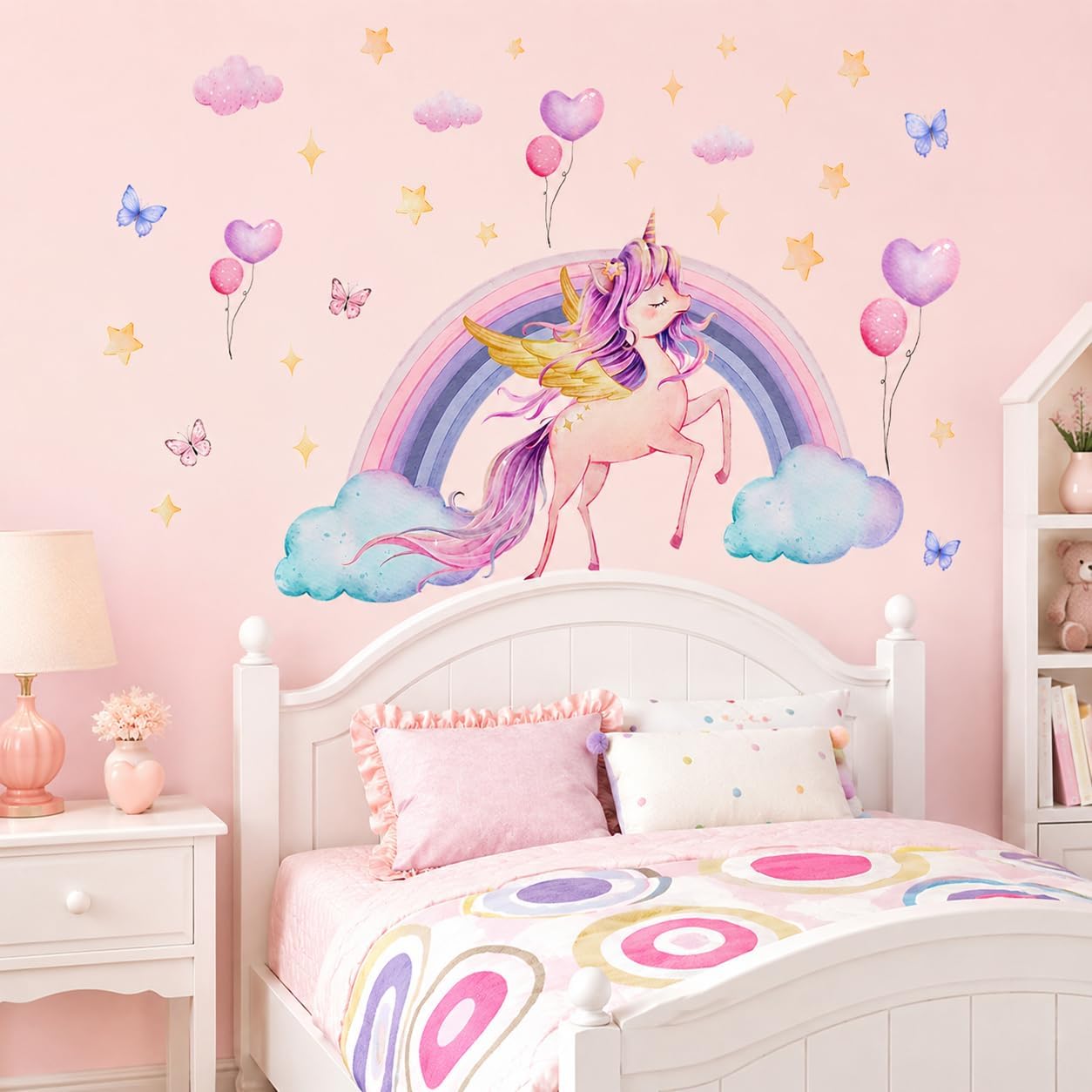 Detalle de Rainbow Heart Unicorn Wall Stickers for Girls' Bedroom