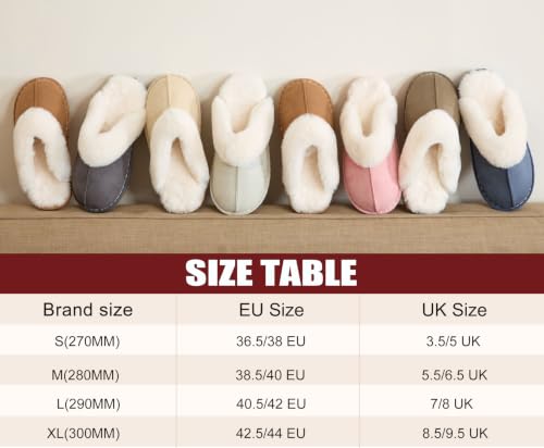 Detalle de Misolin Women Memory Foam Fluffy Slipper – Grey, Suede Fur-Lined, Anti-Skid Indoor & Outdoor (UK 5.5–6.5)