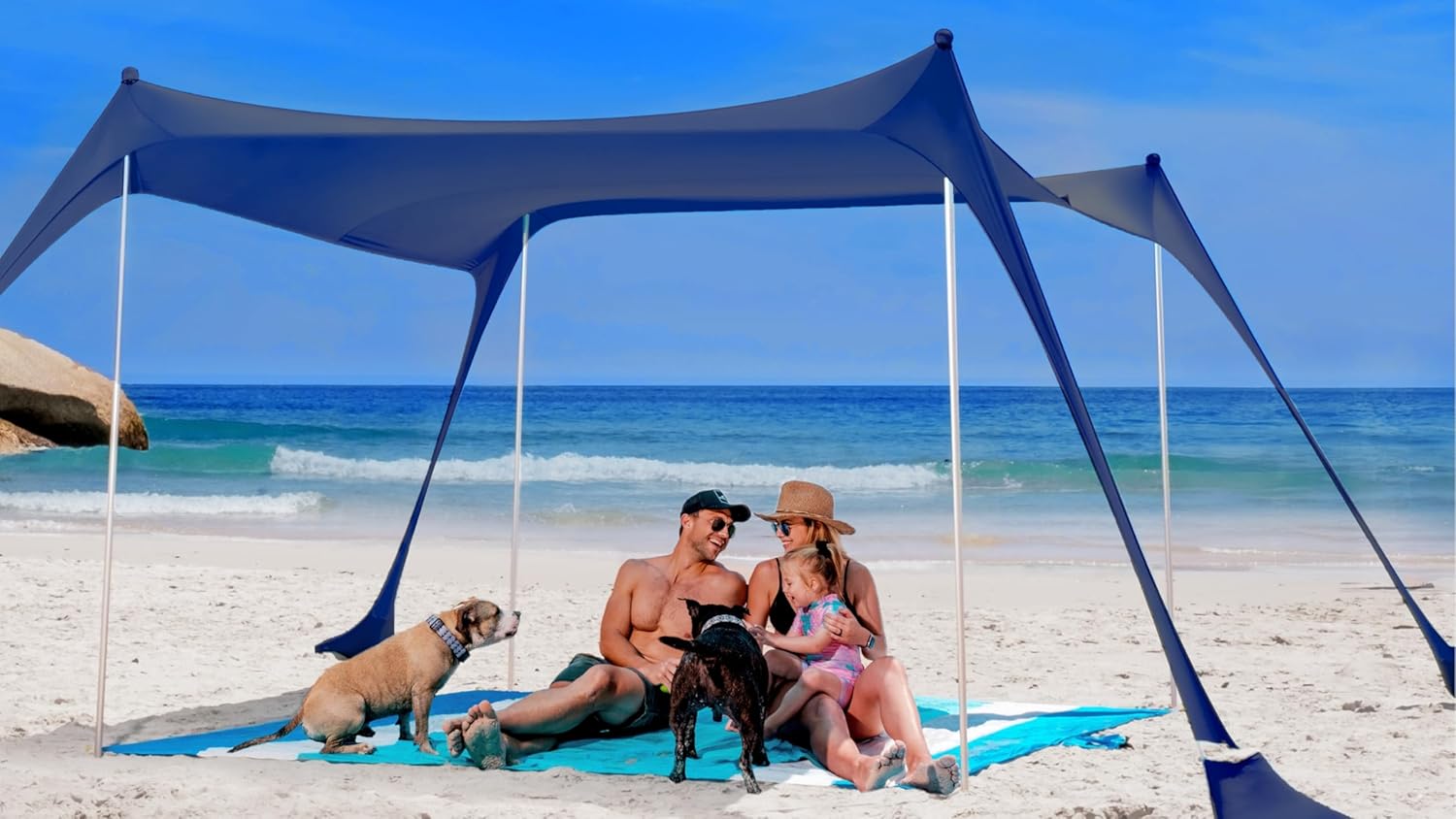 Detalle de SUN NINJA Beach Tent Sun Shelter UPF 50+ Easy Pop-Up Canopy