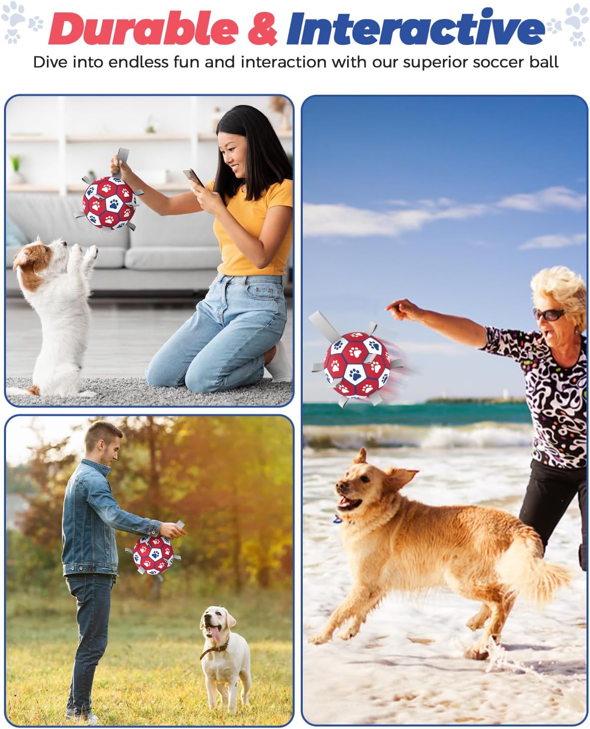 Thumbnail 3 de HETOO Dog Soccer Ball (Red/White) – interactive, floating ball for small to medium dogs