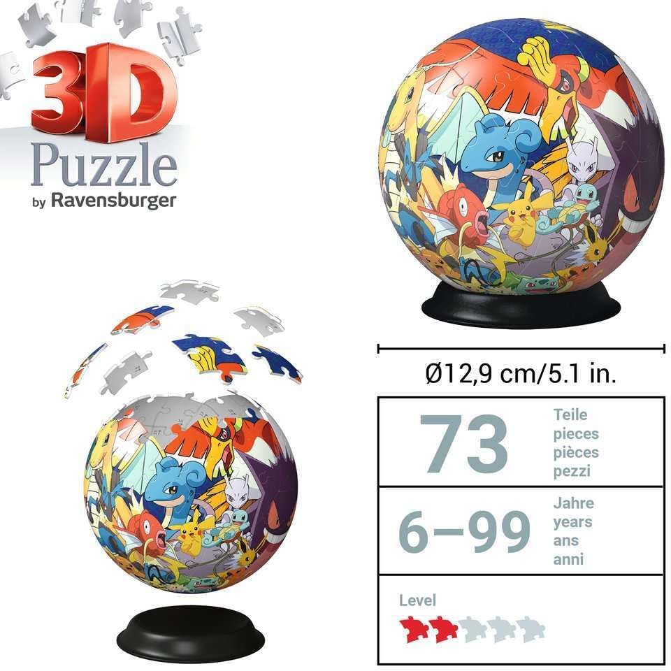 Thumbnail 4 de Ravensburger Puzzle 3D Pokémon Sphère 72 pièces numérotées, sans colle (dès 6 ans) avec support