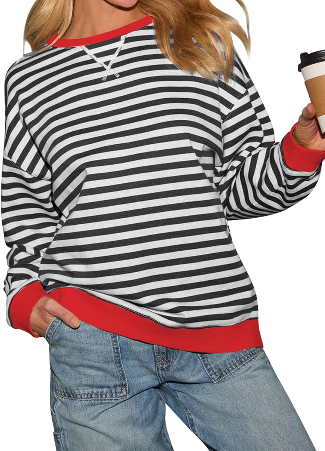 Thumbnail 4 de Dressmine Cotton Striped Sweatshirt 50% Cotton
