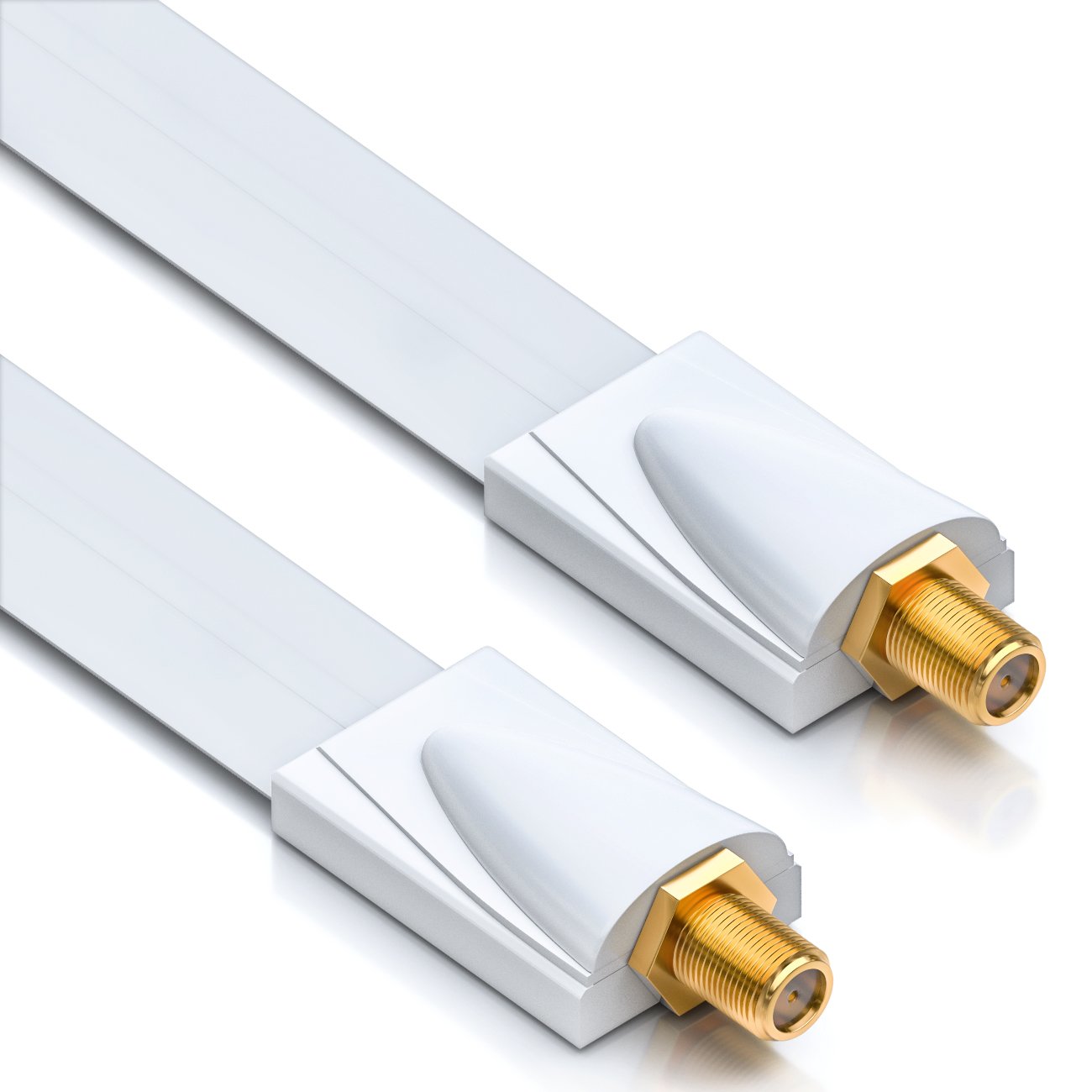 deleyCON Fensterdurchführung SAT Kabel 26 cm, flach 0,3 mm – vergoldete F-Buchsen, Fenster & Türen