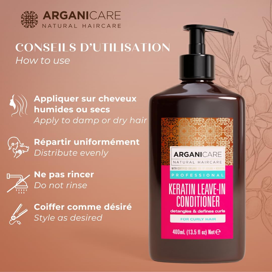 Detalle 2 de Arganicare AGN024 leave-in-kräm för lockigt hår med keratin, 400 ml