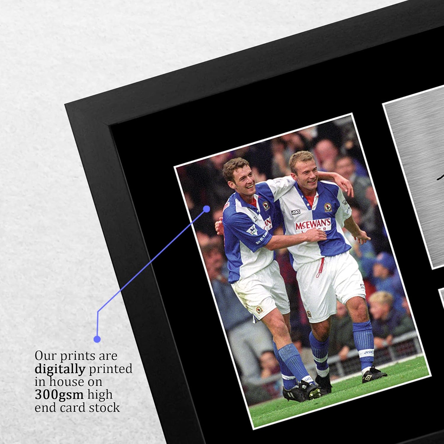 Thumbnail 3 de HWC Trading A4 FR Alan Shearer & Chris Sutton framed signed-style photo (Black frame) for Blackburn Rovers fans