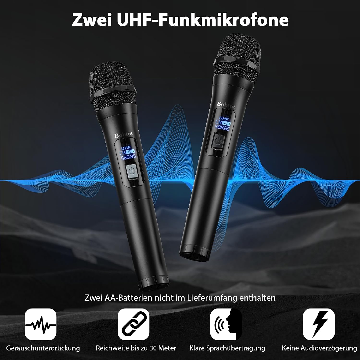 Detalle 2 de Karaoke Maschine für Erwachsene – 2 kabellose Mikrofone, tragbarer Bluetooth-Lautsprecher, TWS-Stereo, Bassregelung und LED-Beleuchtung