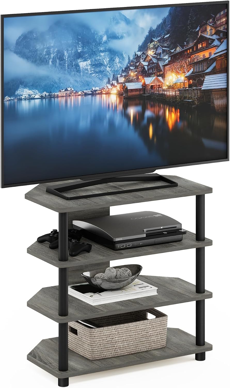 Thumbnail 2 de Furinno Turn-N-Tube Mobile TV a 4 ripiani – grigio/nero, montaggio facile