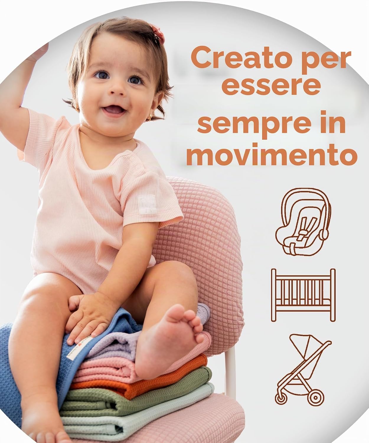Detalle de Jubi Coperta Neonato Estiva 70x100 cm in Cotone – Morbidezza e Traspirabilità per Carrozzina, Lettino e Passeggino (Marrone Ruggine)