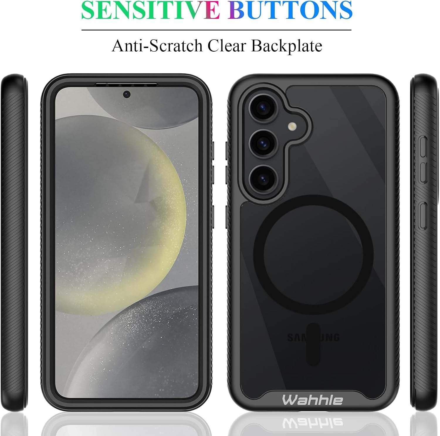 Detalle 2 de wahhle Galaxy S24+ Plus Case with Built-in Screen Protector, 360° Shockproof, Slim Magnetic Wireless Charging