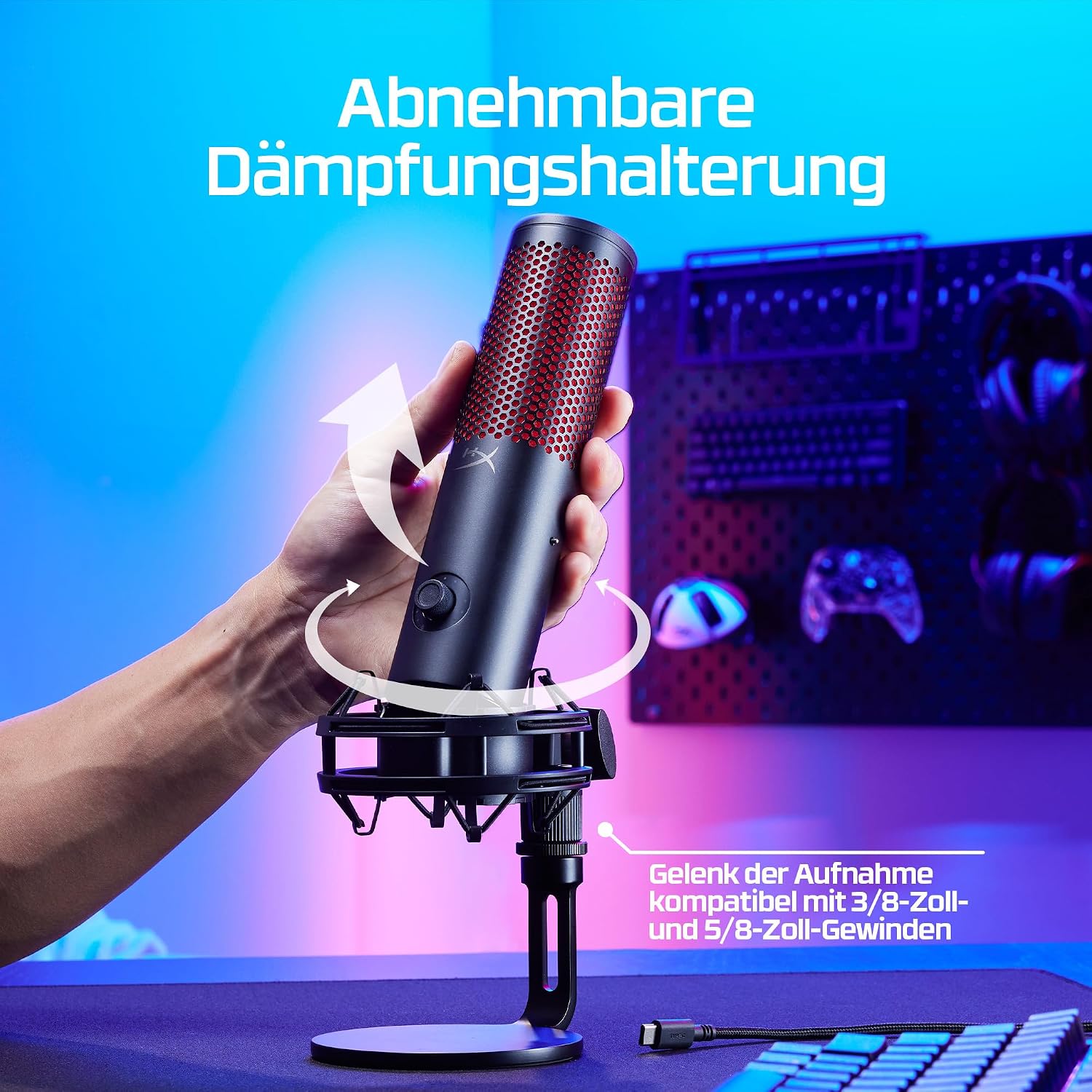 Detalle de HyperX QuadCast 2 – USB-Mikrofon für Gaming, Streaming und Podcasting