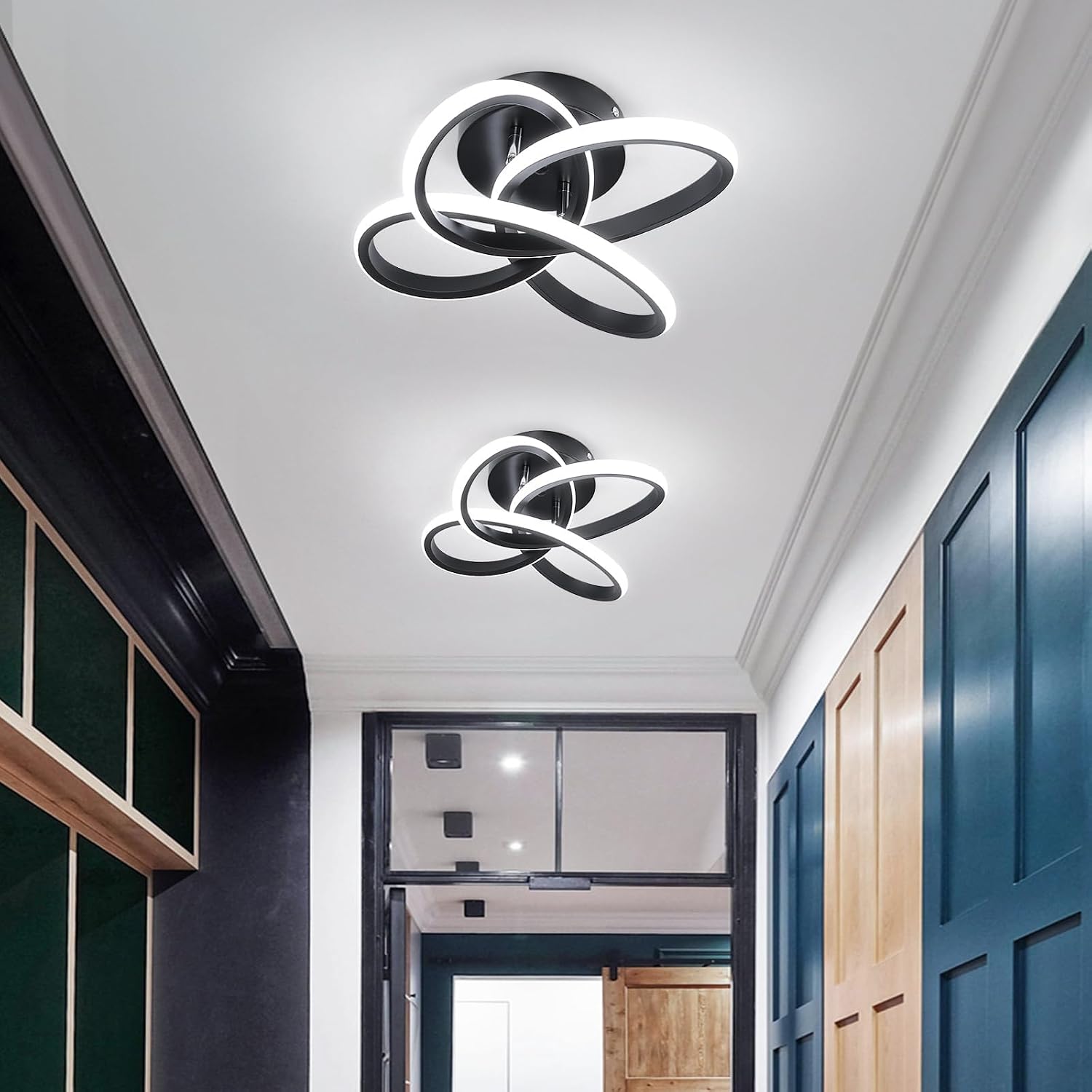 Detalle 2 de Black 30cm LED ceiling light, 26W 6000K