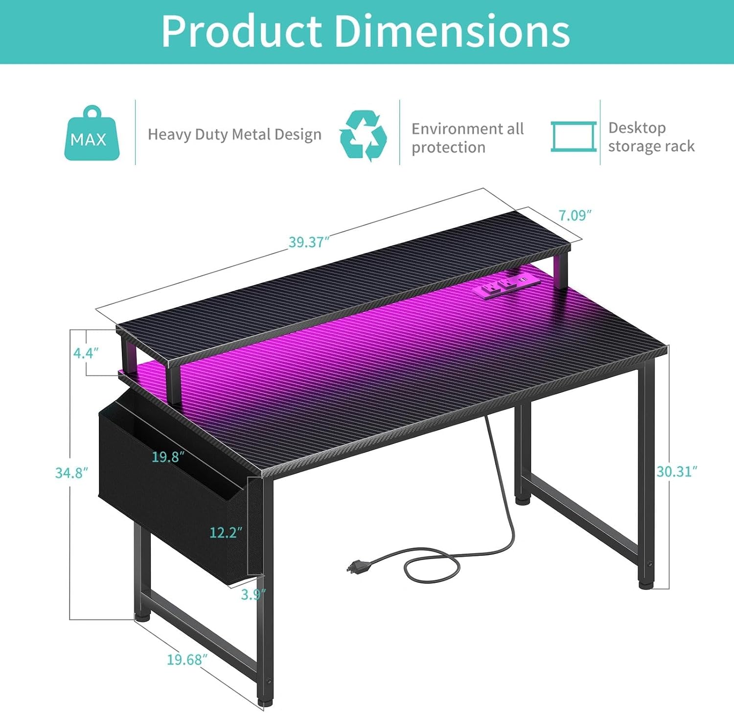 Detalle de Lufeiya Gaming Desk 40 Inch