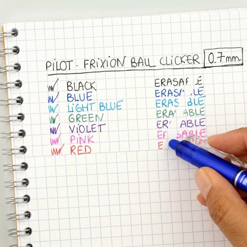 Detalle de Pilot - 4 FriXion Ball Clicker: Stylo roller effaçable 0,7 mm, rétractable et ergonomique – noir/bleu/rouge/vert