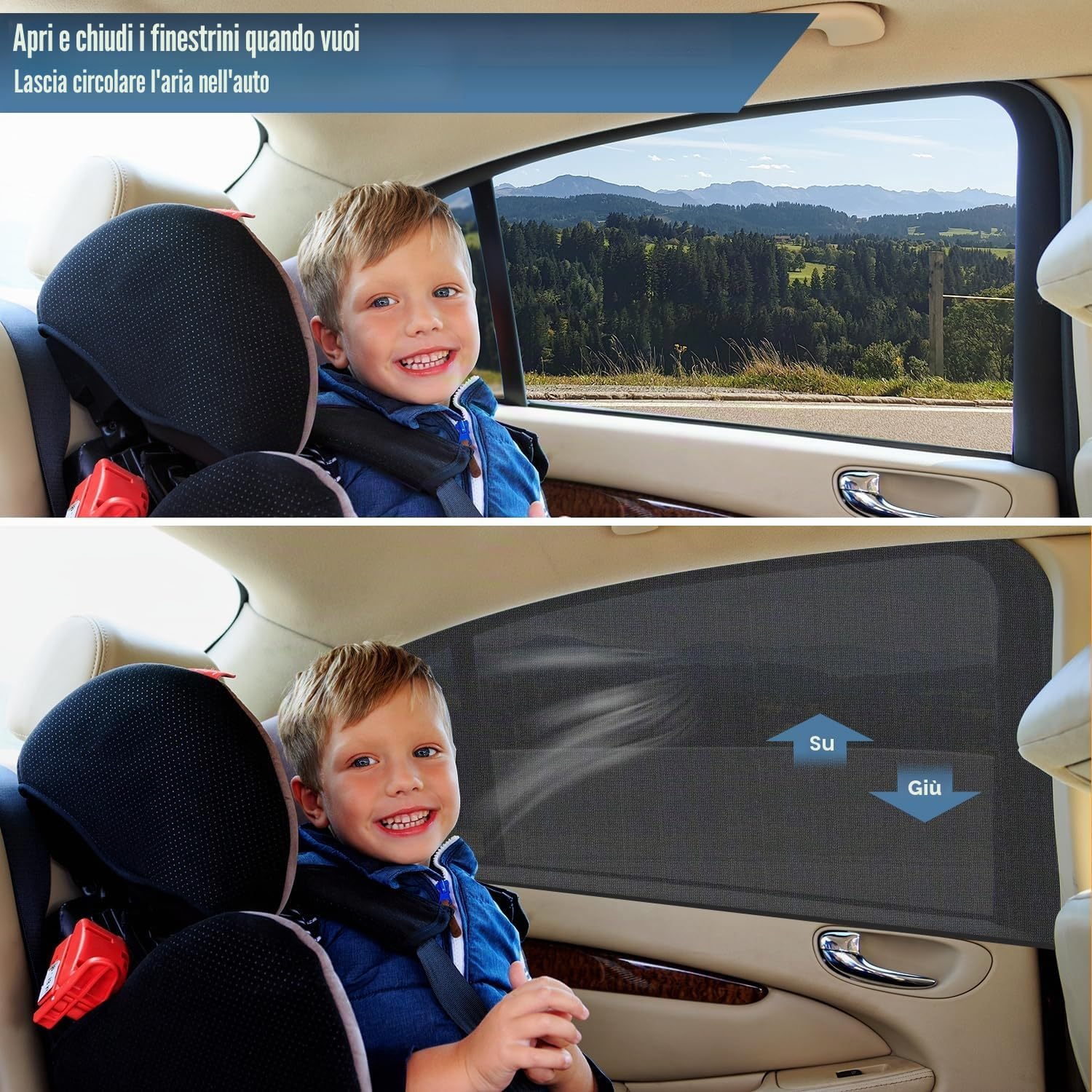 Thumbnail 5 de Asstikoo Parasole per auto – protezione UV estensibile 55×115 cm (2 pezzi) per finestrini posteriori
