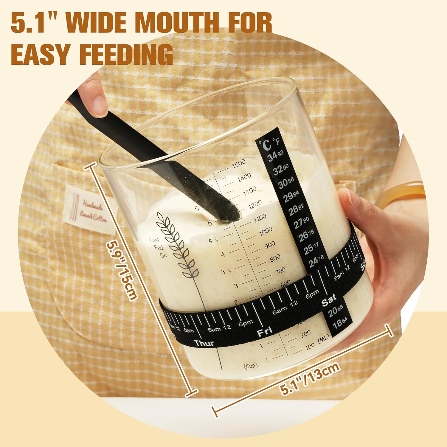 Detalle 2 de Rakovar Sourdough Starter Jar Kit, 50oz
