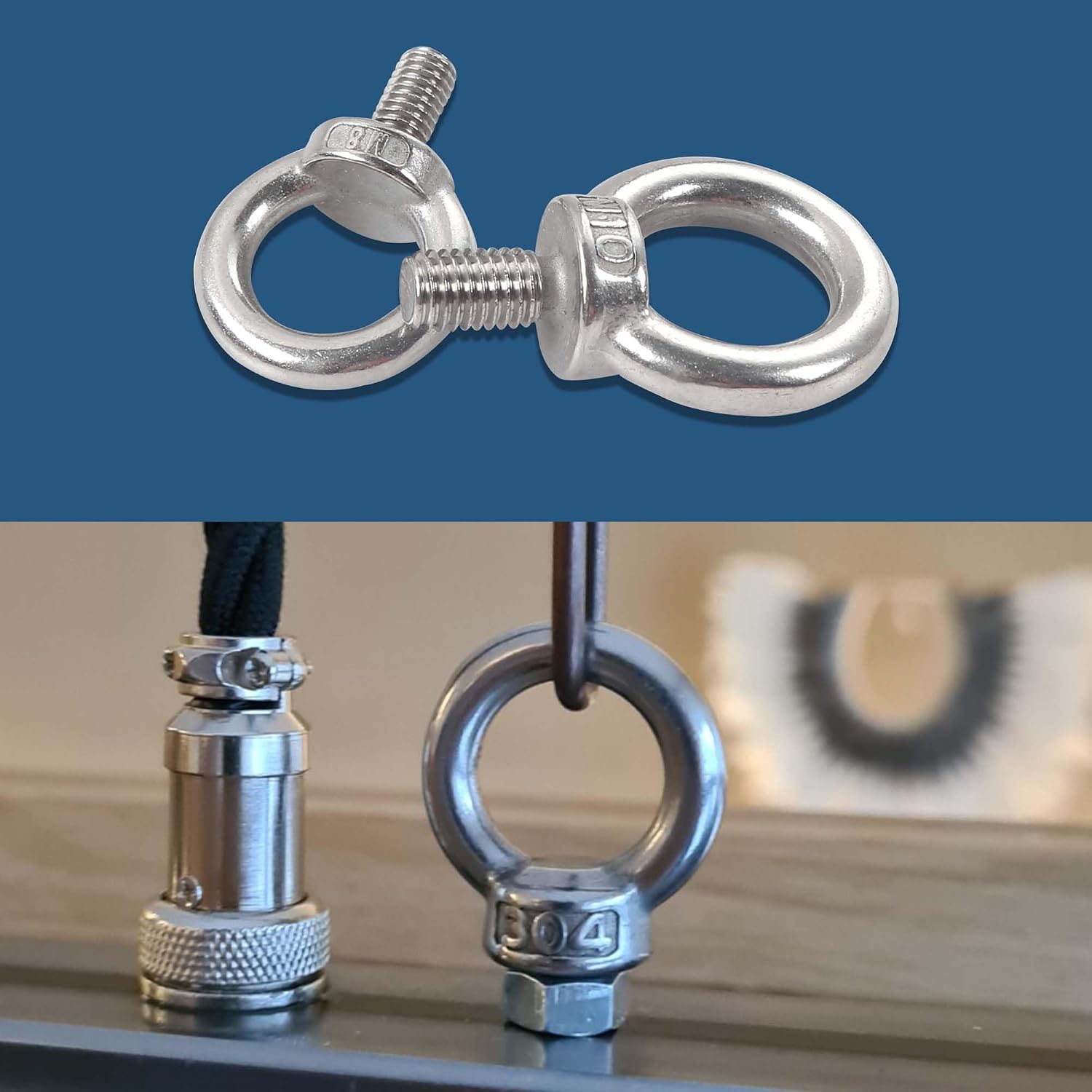 Thumbnail 4 de huruirui M6-ringskruv i 304 rostfritt stål, 10-pack