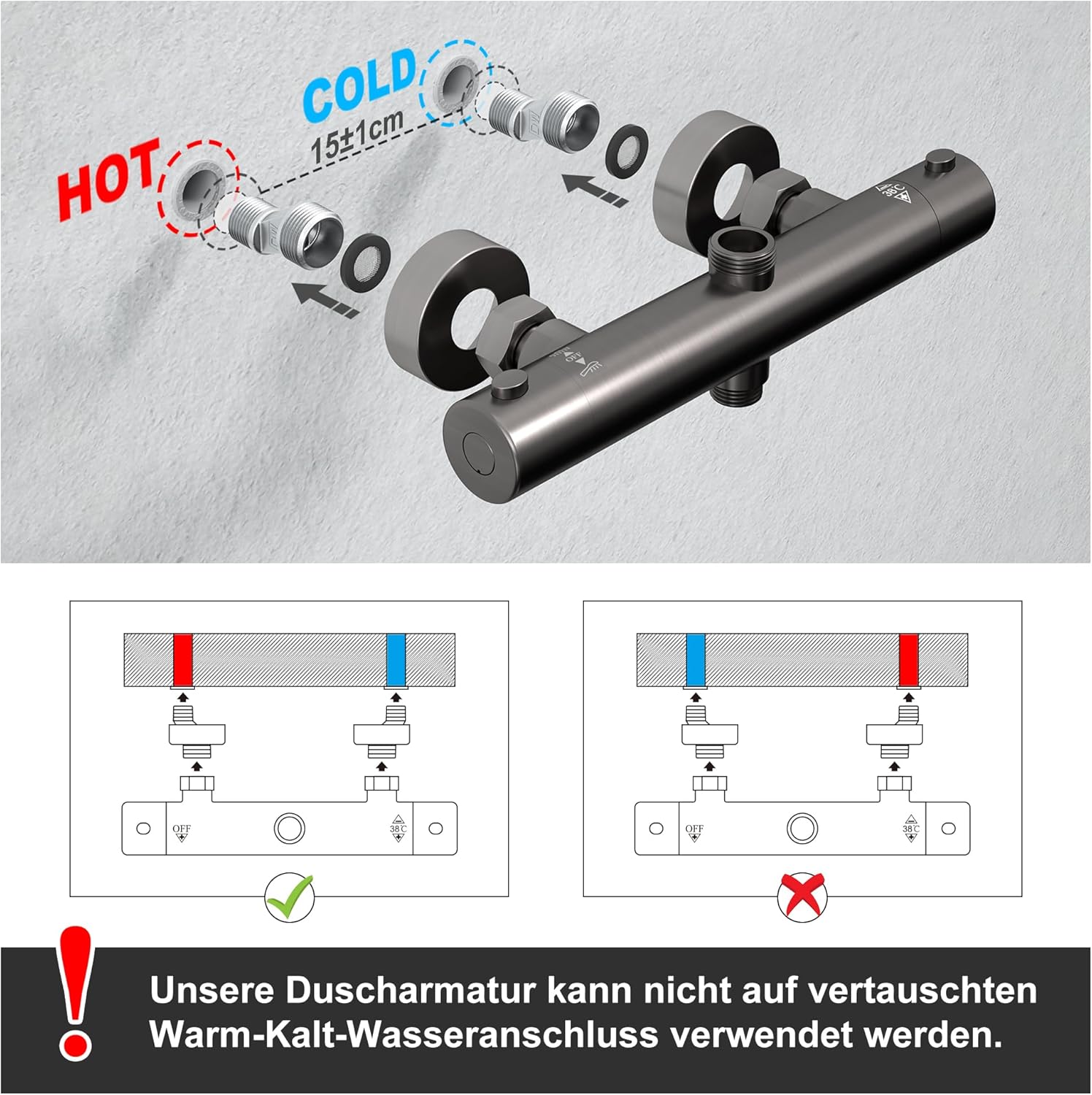 Thumbnail 5 de Görbach Columna de Ducha termostática Gris Gunmetal